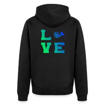 French Horn Players Men's Ladies French Horn Players - Unisex Premium Organic Zip Hoodie - black - Back - Nico (187cm)