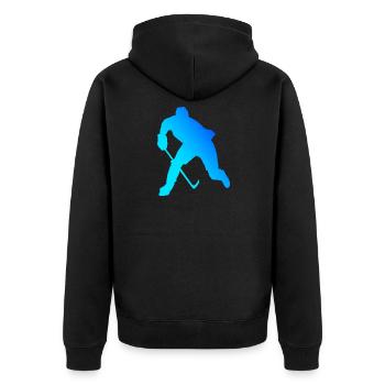 Damen Eishockey spielen Eishockeyspieler - Unisex Premium Bio Zip Hoodie - Schwarz - Hinten - Nico (187cm)
