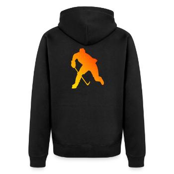 Damen Ice Hockey player Eishockey Ice Hockey - Unisex Premium Bio Zip Hoodie - Schwarz - Hinten - Nico (187cm)