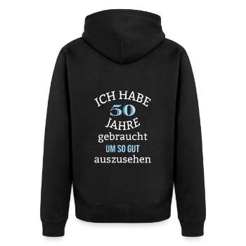 50 Jahre Geburtstag Mann Geschenk Männer lustig - Unisex Premium Bio Zip Hoodie - Schwarz - Hinten - Nico (187cm)