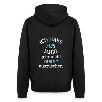 35 Jahre Geburtstag Mann Geschenk Männer lustig - Unisex Premium Bio Zip Hoodie - Schwarz - Hinten - Nico (187cm)