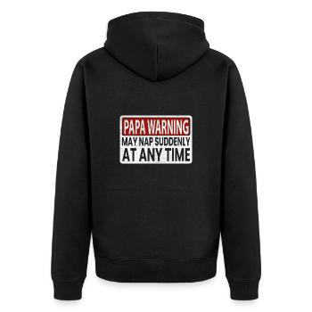 Dad Warning can take a nap at any time - Unisex Premium Organic Zip Hoodie - black - Back - Nico (187cm)