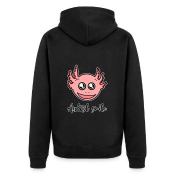 Axolotl Smile - Happy Axolotl - Unisex Premium Organic Zip Hoodie - black - Back - Nico (187cm)