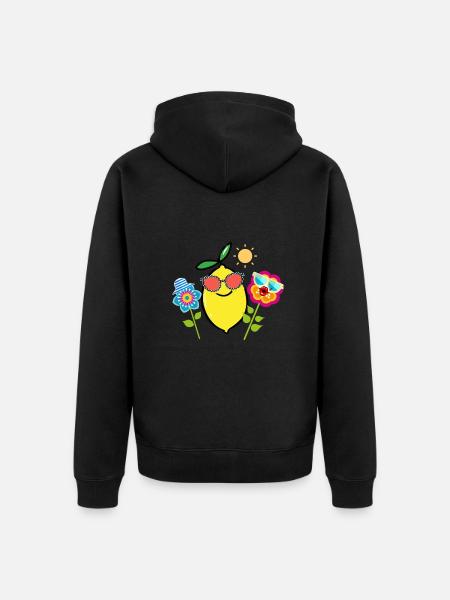 Lemon,Lemon,Flowers,Flower,Flower,Retro,Summer - Unisex Premium Organic Zip Hoodie - black