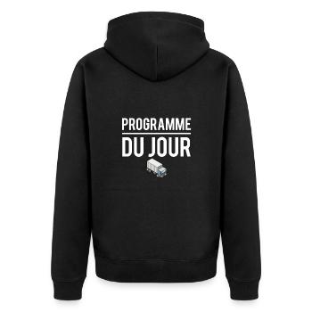 Programme du jour routier chauffeur camion humour - Veste à capuche bio Premium Unisexe - noir - Dos - Nico (187cm)