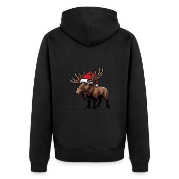 Elch Weihnachten - Unisex Premium Bio Zip Hoodie - Schwarz - Hinten - Nico (187cm)