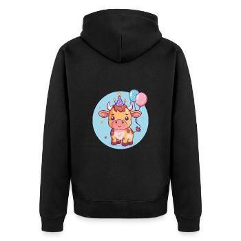 Stier Geburtstag Comic - Unisex Premium Bio Zip Hoodie - Schwarz - Hinten - Nico (187cm)