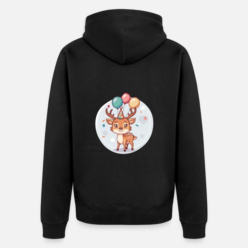 Bande dessinée d’anniversaire de cerf - Veste à capuche bio Premium Unisexe - noir