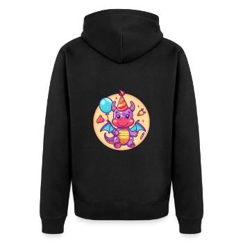 Drache Geburtstag Comic - Unisex Premium Bio Zip Hoodie - Schwarz - Hinten - Nico (187cm)