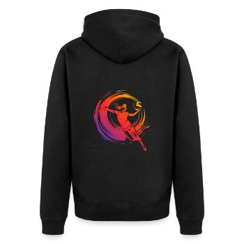 Volleyball Spielerin Bunt - Unisex Premium Bio Zip Hoodie - Schwarz - Hinten - Nico (187cm)