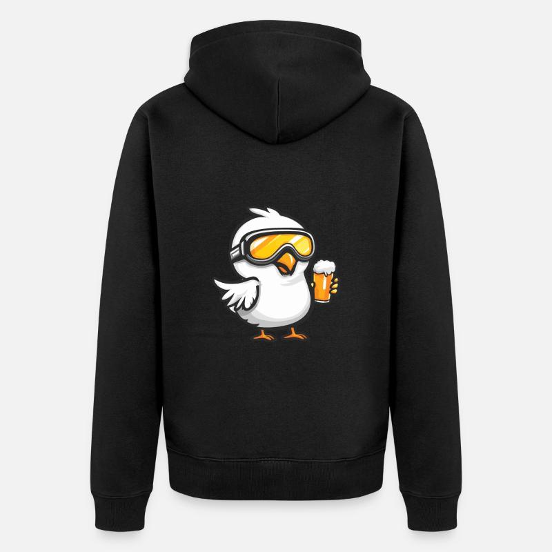 Pigeon Bird Ski Bière - Veste à capuche bio Premium Unisexe - noir