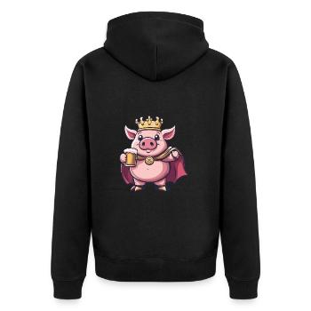 Pork Beer Funny - Unisex Premium Organic Zip Hoodie - black - Back - Nico (187cm)