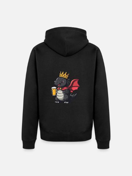Drache Bier Lustig - Unisex Premium Bio Zip Hoodie - Schwarz