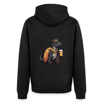 Dinosaur Brontosaurus Beer Funny - Unisex Premium Organic Zip Hoodie - black - Back - Nico (187cm)
