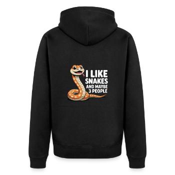 I Like Snakes – Lustiges Schlangenmotiv - Unisex Premium Bio Zip Hoodie - Schwarz - Hinten - Nico (187cm)