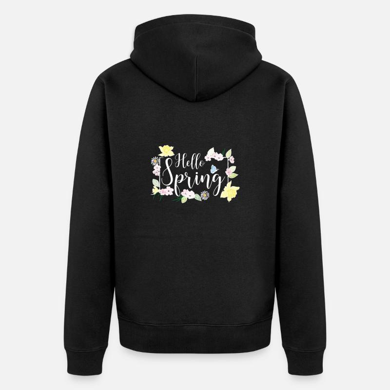 Bonjour Printemps blanc - Veste à capuche bio Premium Unisexe - noir