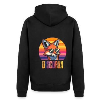 Retro Fuchs Tanzturnier Discofox Style - Unisex Premium Bio Zip Hoodie - Schwarz - Hinten - Nico (187cm)
