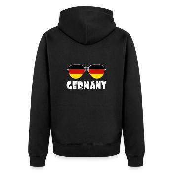 Germany Sunglasses love Germany - Unisex Premium Bio Zip Hoodie - Schwarz - Hinten - Nico (187cm)