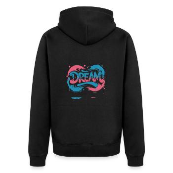 DREAM Graffiti Design voller Farbe und Motivation - Unisex Premium Bio Zip Hoodie - Schwarz - Hinten - Nico (187cm)