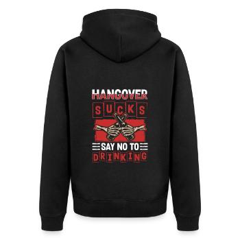 Alkoholfrei Entzug Alkoholexzesse Nein Danke - Unisex Premium Bio Zip Hoodie - Schwarz - Hinten - Nico (187cm)