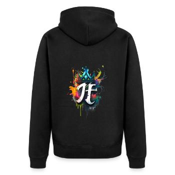 Graffiti Buchstabe H bunt mit Krone - Unisex Premium Bio Zip Hoodie - Schwarz - Hinten - Nico (187cm)