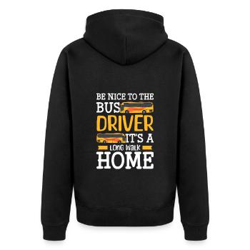 Fahrer Busfahrerin Reisebus - Unisex Premium Bio Zip Hoodie - Schwarz - Hinten - Nico (187cm)