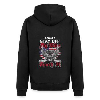 Nur Gucken Finger weg Einzelkind - Unisex Premium Bio Zip Hoodie - Schwarz - Hinten - Nico (187cm)
