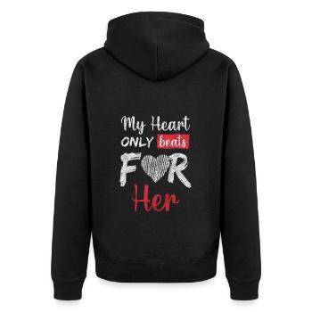 Beziehung Paare Partner - Unisex Premium Bio Zip Hoodie - Schwarz - Hinten - Nico (187cm)
