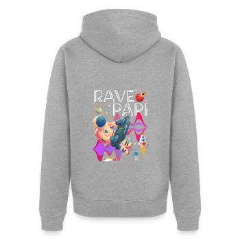 House, Techno, Musique, Électro, Danse - Veste à capuche bio Premium Unisexe - gris chiné - Dos - Nico (187cm)
