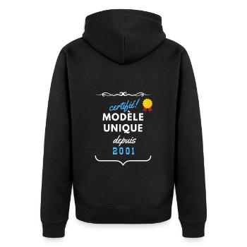 certifié modèle unique depuis 2001 - Veste à capuche bio Premium Unisexe - noir - Dos - Nico (187cm)