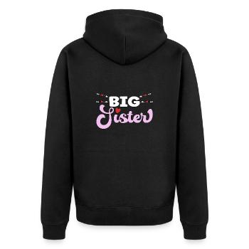 Big Sister - große Schwester - Unisex Premium Organic Zip Hoodie - black - Back - Nico (187cm)