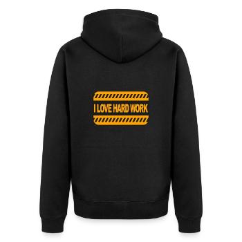 I love hard work - Unisex Premium Organic Zip Hoodie - black - Back - Nico (187cm)