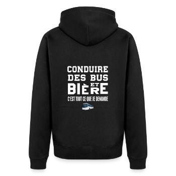 Conduire des bus et bière t-shirt homme humour - Veste à capuche bio Premium Unisexe - noir - Dos - Nico (187cm)