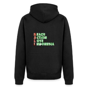 Bali - Indonesien - Unisex Premium Bio Zip Hoodie - Schwarz - Hinten - Nico (187cm)