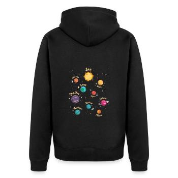 Sonnensystem Planeten Weltraum Wissen für Kinder - Unisex Premium Bio Zip Hoodie - Schwarz - Hinten - Nico (187cm)