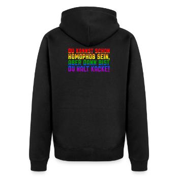 Lustiger Spruch LGBT Gay Pride Schwul Lesbisch - Unisex Premium Bio Zip Hoodie - Schwarz - Hinten - Nico (187cm)