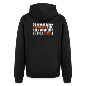 Lustiger Spruch LGBT Gay Pride Schwul Lesbisch - Unisex Premium Bio Zip Hoodie - Schwarz - Hinten - Nico (187cm)
