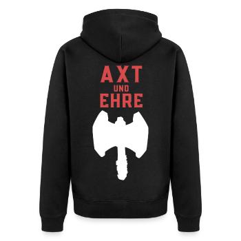 Axt und Ehre - Unisex Premium Bio Zip Hoodie - Schwarz - Hinten - Nico (187cm)