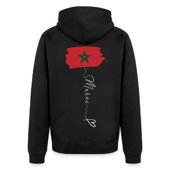 Morocco Flag Red Green Pentagram Emblem - Unisex Premium Organic Zip Hoodie - black - Back - Nico (187cm)