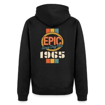 Legendary since 1965 - Unisex Premium Organic Zip Hoodie - black - Back - Nico (187cm)