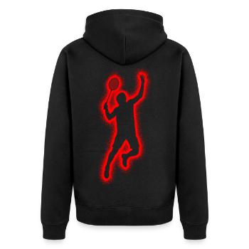 Joueurs de badminton garçons hommes badminton - Veste à capuche bio Premium Unisexe - noir - Dos - Nico (187cm)