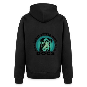 Dog Hund Labrador Golden Retriever Life is better - Unisex Premium Bio Zip Hoodie - Schwarz - Hinten - Nico (187cm)