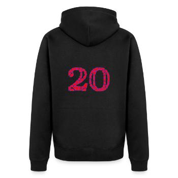 HAPPY BIRTHDAY. HAPPY BIRTHDAY. ANNIVERSARY. - Unisex Premium Organic Zip Hoodie - black - Back - Nico (187cm)