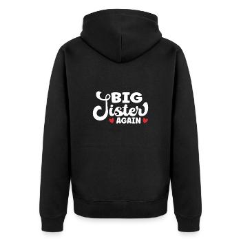Big Sister Again – Dire grossesse - Veste à capuche bio Premium Unisexe - noir - Dos - Nico (187cm)