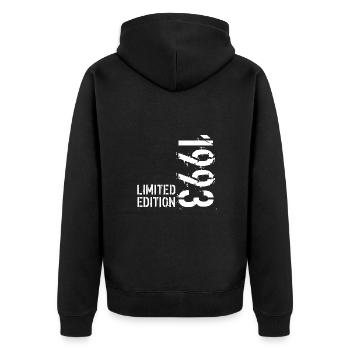 LIMITIERTE EDITION 1993 - Unisex Premium Bio Zip Hoodie - Schwarz - Hinten - Nico (187cm)