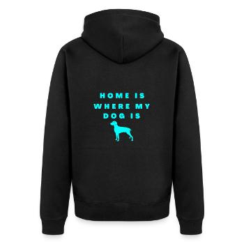 Hund, Hunde Liebe - Unisex Premium Bio Zip Hoodie - Schwarz - Hinten - Nico (187cm)
