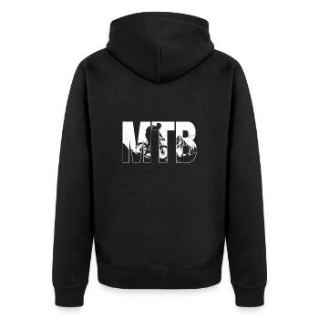 Cool Mountain Bike Art Men Women Mountainbike Ride - Unisex Premium Organic Zip Hoodie - black - Back - Nico (187cm)