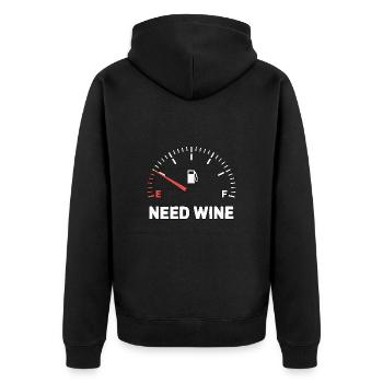 Tank leer – brauche Wein jetzt! - Unisex Premium Bio Zip Hoodie - Schwarz - Hinten - Nico (187cm)