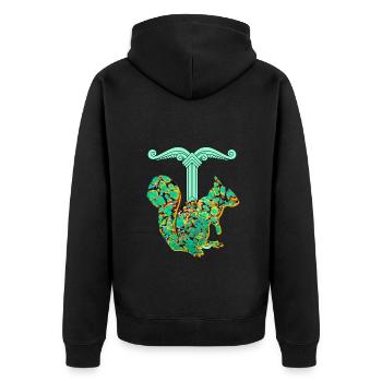 eichhörnchen ratatösk e 269 - Unisex Premium Bio Zip Hoodie - Schwarz - Hinten - Nico (187cm)