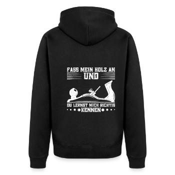Schreinermeister Tischlergeselle Tischler - Unisex Premium Bio Zip Hoodie - Schwarz - Hinten - Nico (187cm)